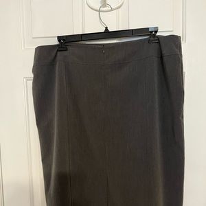 Dark gray pencil skirt.